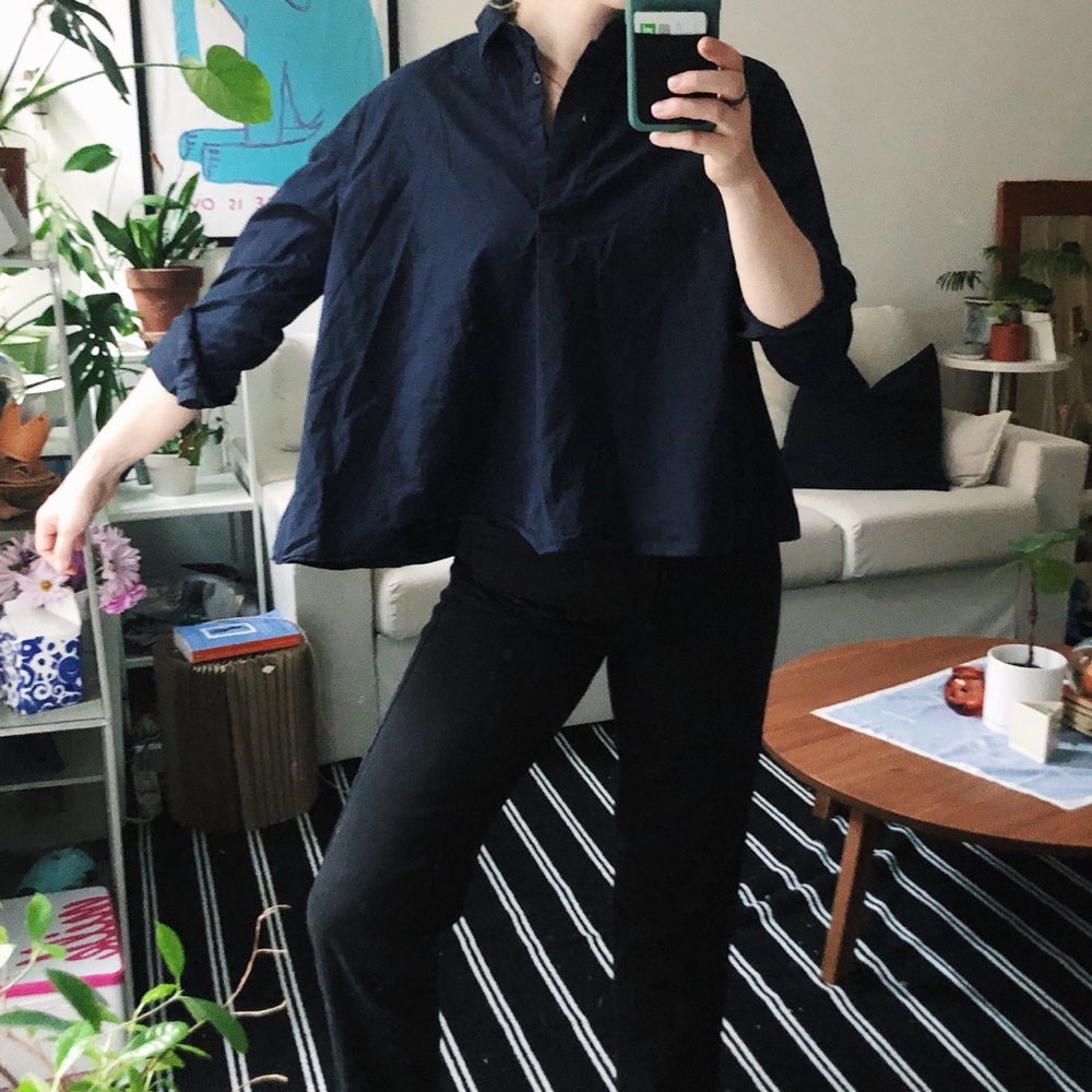 UNIQLO Wide Collared Blue Shirt